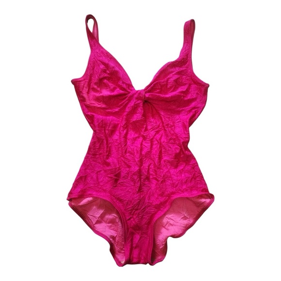 Gottex Pink One Piece Swimsuit with Adjustable Straps and V-Neck - Picture 1 of 6